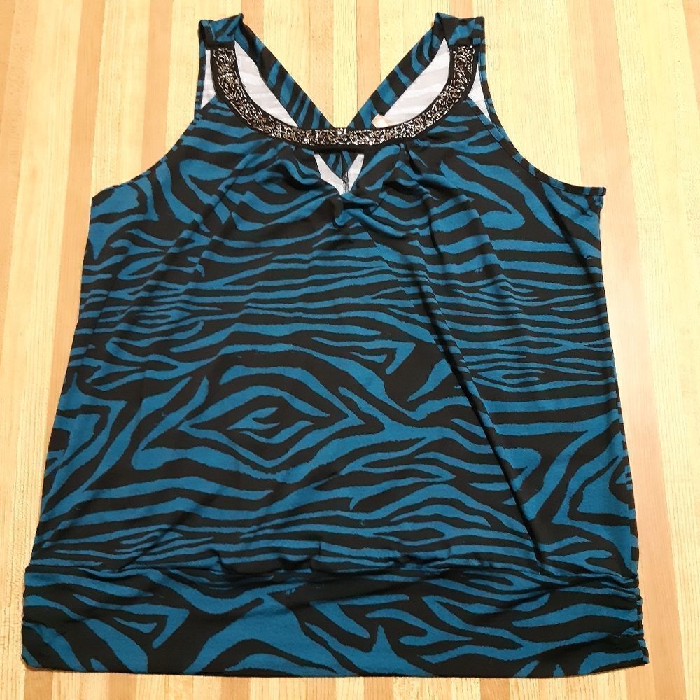 Blue Zebra Print Pennington Blouse size 1XL